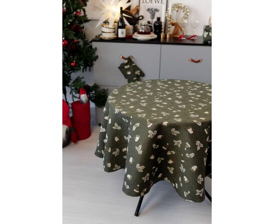 Скатерть Прованс Шапочки на зеленом Dх136 см (036866), изображение 3 Скатерть Прованс Шапочки на зеленом Dх136 см (036866), изображение 3