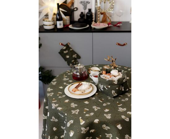 Скатерть Прованс Шапочки на зеленом Dх136 см (036866), изображение 4 Скатерть Прованс Шапочки на зеленом Dх136 см (036866), изображение 4