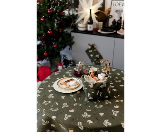 Скатерть Прованс Шапочки на зеленом Dх136 см (036866), изображение 6 Скатерть Прованс Шапочки на зеленом Dх136 см (036866), изображение 6