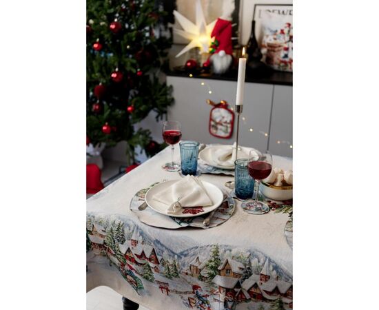 Скатерть Прованс гобеленовая с велюром Снежная зима 135х220 с (037472), изображение 10