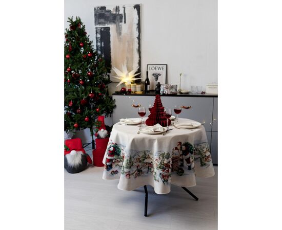 Скатерть Прованс гобеленовая с велюром Снежная зима Dx136 см (037480), изображение 5 Скатерть Прованс гобеленовая с велюром Снежная зима Dx136 см (037480), изображение 5