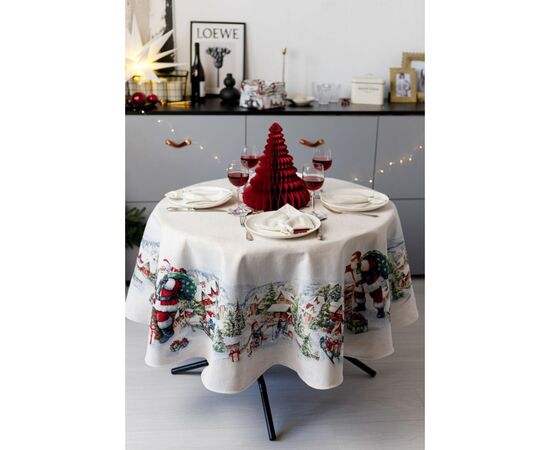 Скатерть Прованс гобеленовая с велюром Снежная зима Dx136 см (037480), изображение 6 Скатерть Прованс гобеленовая с велюром Снежная зима Dx136 см (037480), изображение 6