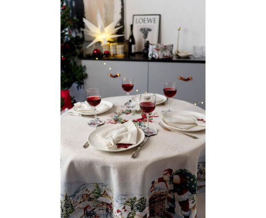 Скатерть Прованс гобеленовая с велюром Снежная зима Dx180 см (037482), изображение 7