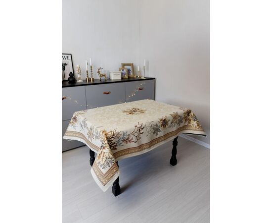 Скатерть Прованс гобеленовая с велюром золотой праздник 135х140 см (036315), изображение 2