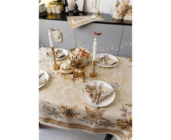 Скатерть Прованс гобеленовая с велюром золотой праздник 135х220 см (036319), изображение 10 Скатерть Прованс гобеленовая с велюром золотой праздник 135х220 см (036319), изображение 10