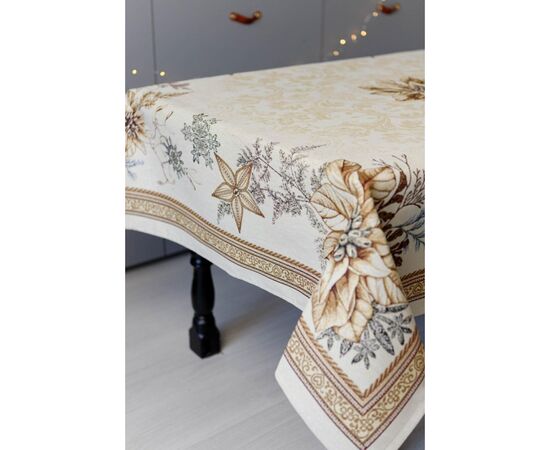 Скатерть Прованс гобеленовая с велюром золотой праздник 135х260 см (036321), изображение 4 Скатерть Прованс гобеленовая с велюром золотой праздник 135х260 см (036321), изображение 4