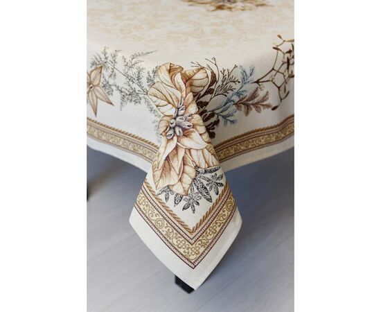 Скатерть Прованс гобеленовая с велюром золотой праздник 135х350 см (036325), изображение 3