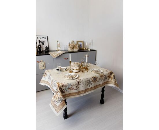 Скатерть Прованс гобеленовая с велюром золотой праздник 135х350 см (036325), изображение 8