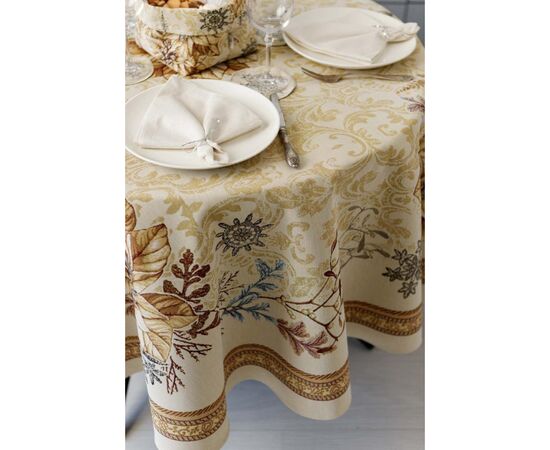 Скатерть Прованс гобеленовая с велюром золотой праздник Dх180 см (037394), изображение 3 Скатерть Прованс гобеленовая с велюром золотой праздник Dх180 см (037394), изображение 3
