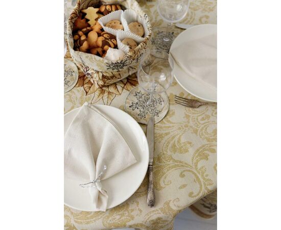 Скатерть Прованс гобеленовая с велюром золотой праздник Dх180 см (037394), изображение 4 Скатерть Прованс гобеленовая с велюром золотой праздник Dх180 см (037394), изображение 4