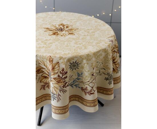 Скатерть Прованс гобеленовая с велюром золотой праздник Dх180 см (037394), изображение 6 Скатерть Прованс гобеленовая с велюром золотой праздник Dх180 см (037394), изображение 6