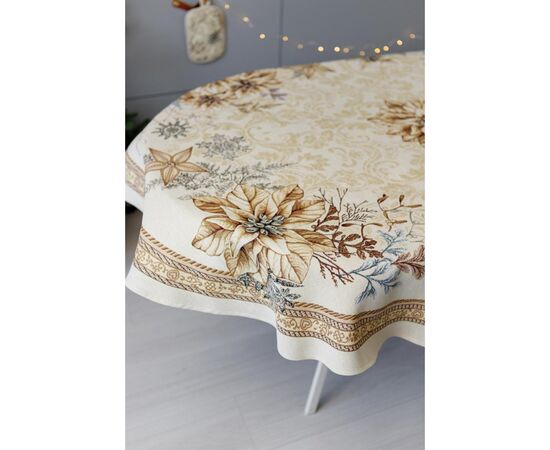 Скатерть Прованс гобеленовая с велюром золотой праздник овал 135х180 см (037390), изображение 2 Скатерть Прованс гобеленовая с велюром золотой праздник овал 135х180 см (037390), изображение 2