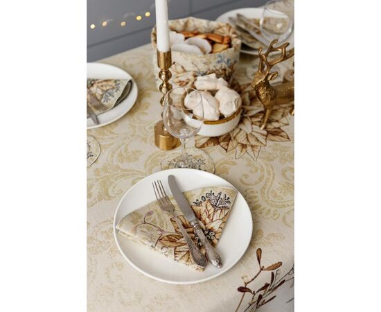 Скатерть Прованс гобеленовая с велюром золотой праздник овал 135х180 см (037390), изображение 5 Скатерть Прованс гобеленовая с велюром золотой праздник овал 135х180 см (037390), изображение 5