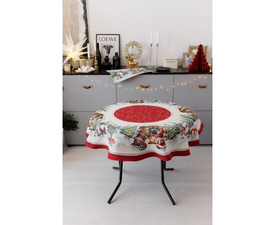 Скатерть Прованс гобеленовая Рождественский костер Dх140 см (037410), изображение 2 Скатерть Прованс гобеленовая Рождественский костер Dх140 см (037410), изображение 2