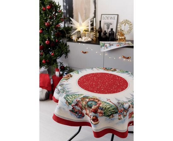 Скатерть Прованс гобеленовая Рождественский костер Dх180 см (038396), изображение 4 Скатерть Прованс гобеленовая Рождественский костер Dх180 см (038396), изображение 4