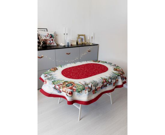 Скатерть Прованс гобеленовая Рождественский костер овал 135х180 см (037412), изображение 2 Скатерть Прованс гобеленовая Рождественский костер овал 135х180 см (037412), изображение 2
