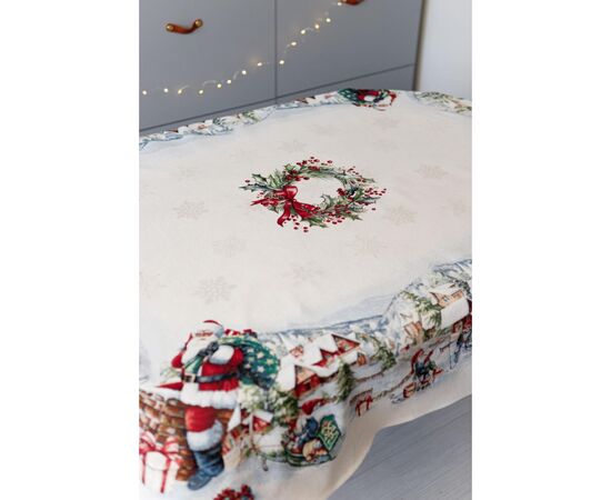 Скатерть Прованс гобеленовая с велюром Снежная зима овал 135х180 см (037484), изображение 2