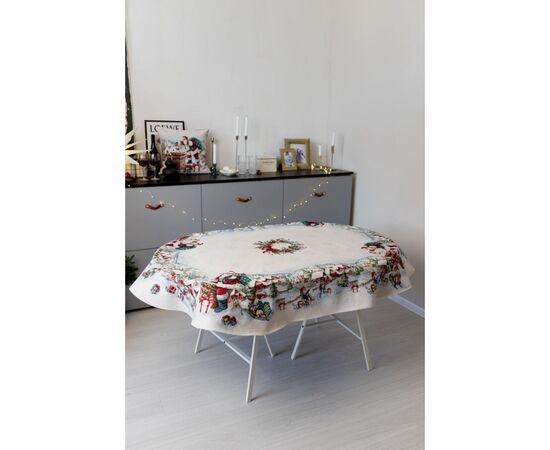 Скатерть Прованс гобеленовая с велюром Снежная зима овал 135х240 см (037486), изображение 5 Скатерть Прованс гобеленовая с велюром Снежная зима овал 135х240 см (037486), изображение 5
