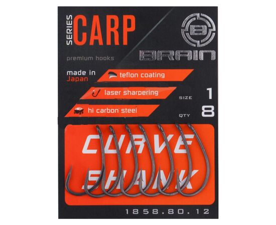 Крючок Brain Brain Curve Shank 01 (8 шт/уп) (1858.80.12), изображение 2 Крючок Brain Brain Curve Shank 01 (8 шт/уп) (1858.80.12), изображение 2