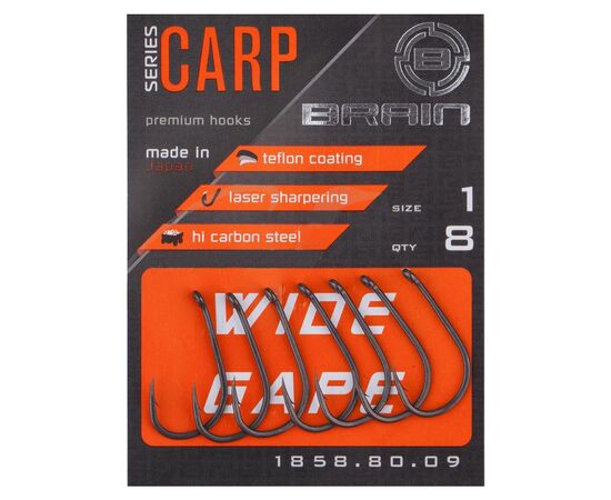 Крючок Brain Wide Gape 01 (8 шт/уп) (1858.80.09), изображение 2 Крючок Brain Wide Gape 01 (8 шт/уп) (1858.80.09), изображение 2