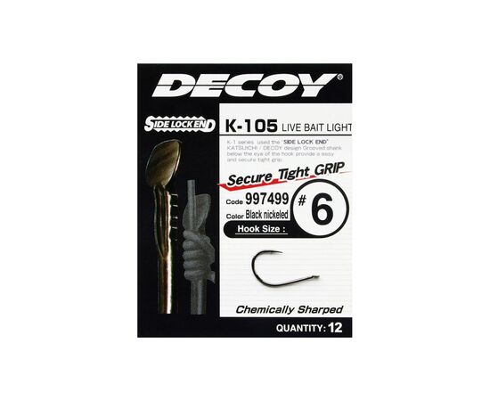 Крючок Decoy K-105 Live bait light 10 (12 шт/уп) (1562.03.40), изображение 2 Крючок Decoy K-105 Live bait light 10 (12 шт/уп) (1562.03.40), изображение 2