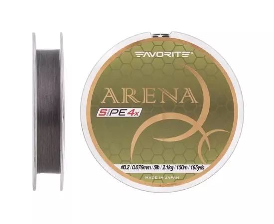 Шнур Favorite Arena PE 4x 150m 0.2/0.076mm 5lb/2.1kg Silver Gray (1693.10.89), зображення 2 Шнур Favorite Arena PE 4x 150m 0.2/0.076mm 5lb/2.1kg Silver Gray (1693.10.89), зображення 2