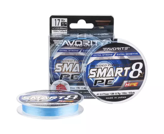 Шнур Favorite Smart PE 8x 150м 1.5/0.202mm 17lb/11.4kg Sky Blue (1693.10.75)
