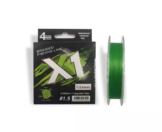 Шнур Favorite X1 PE 4x 150m 1.5/0.205mm 25lb/11.4kg Light Green (1693.11.32)