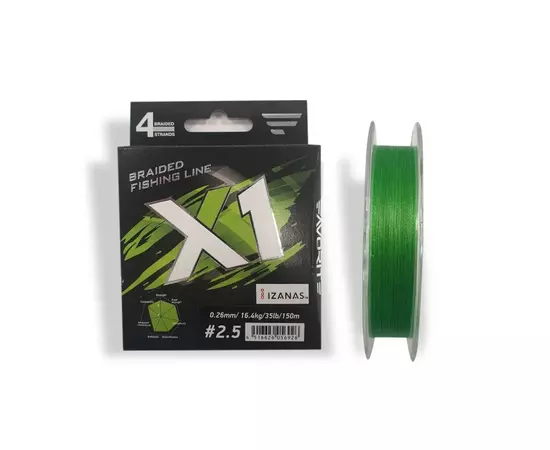 Шнур Favorite X1 PE 4x 150m 2.5/0.260mm 35lb/16.4kg Light Green (1693.11.34)