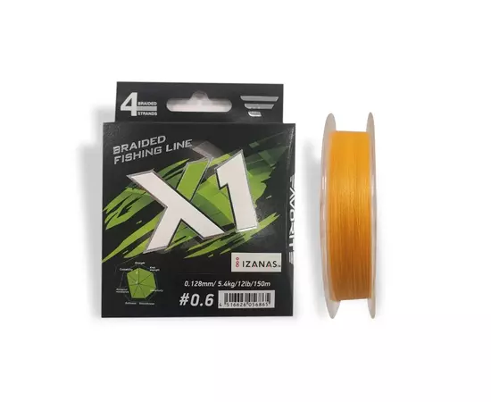 Шнур Favorite X1 PE 4x 150m 0.6/0.128mm 12lb/5.4kg Orange (1693.11.18)
