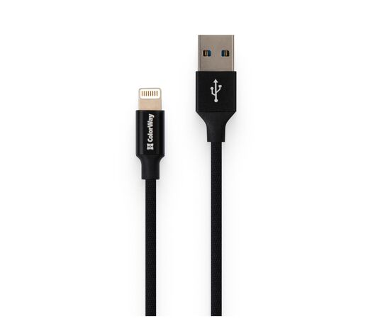 Дата кабель USB 2.0 AM to Lightning 2.0m black ColorWay (CW-CBUL007-BK)