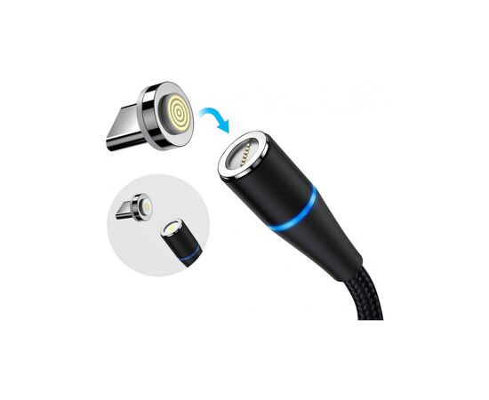 Дата кабель USB 2.0 AM to Lightning + Micro 5P + Type-C 1.0m Magnetic ColorWay (CW-CBUU038-BK), изображение 4 Дата кабель USB 2.0 AM to Lightning + Micro 5P + Type-C 1.0m Magnetic ColorWay (CW-CBUU038-BK), изображение 4