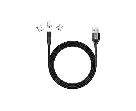 Дата кабель USB 2.0 AM to Lightning + Micro 5P + Type-C 1.0m Magnetic ColorWay (CW-CBUU038-BK)