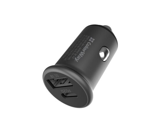 Зарядное устройство ColorWay 2USB Car (Type-C PD20W + USB QC3.0 ) (38W) Gray (CW-CHA029PD-GR), изображение 2 Зарядное устройство ColorWay 2USB Car (Type-C PD20W + USB QC3.0 ) (38W) Gray (CW-CHA029PD-GR), изображение 2
