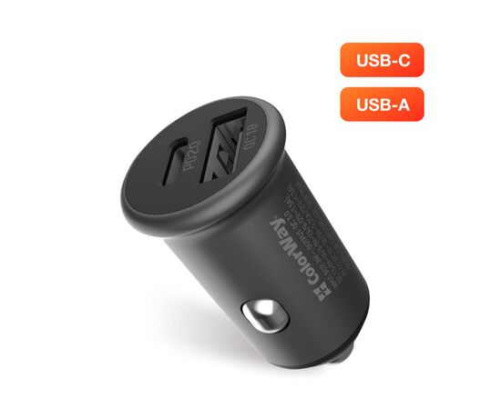 Зарядное устройство ColorWay 2USB Car (Type-C PD20W + USB QC3.0 ) (38W) Gray (CW-CHA029PD-GR), изображение 9 Зарядное устройство ColorWay 2USB Car (Type-C PD20W + USB QC3.0 ) (38W) Gray (CW-CHA029PD-GR), изображение 9