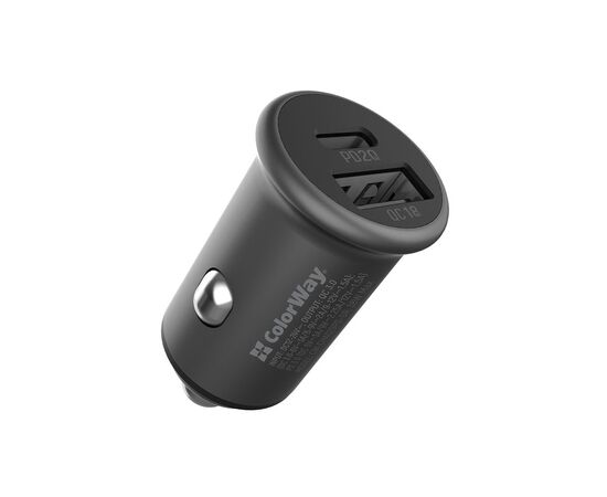 Зарядний пристрій ColorWay 2USB Car (Type-C PD20W + USB QC3.0 ) (38W) Gray (CW-CHA029PD-GR)