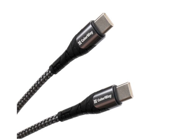 Дата кабель USB Type-C to Type-C 1.0m PD Fast Charging 65W 3А grey ColorWay (CW-CBPDCC040-GR)