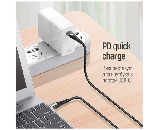 Дата кабель USB-C to USB-C 2.0m PD Fast Charging 65W 3A grey ColorWay (CW-CBPDCC039-GR), изображение 3 Дата кабель USB-C to USB-C 2.0m PD Fast Charging 65W 3A grey ColorWay (CW-CBPDCC039-GR), изображение 3