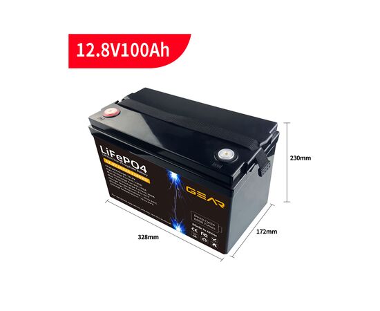 Батарея LiFePo4 GEAR 12.8V - 100Ah (GB-LiFePo4-12.8-100), изображение 2 Батарея LiFePo4 GEAR 12.8V - 100Ah (GB-LiFePo4-12.8-100), изображение 2