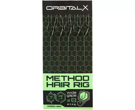 Поводок OrbitalX Method Hair Rig Wide Gape 8 20lb 10cm (5шт/уп) camo (694.00.03)