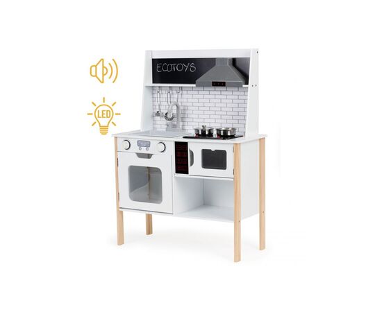 Игровой набор Ecotoys деревянная игровая кухня STYLE со звуковыми и световыми эффектами (PLK537)