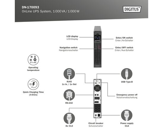 Источник бесперебойного питания Digitus 1000VA DN-170093 (DN-170093), изображение 9 Источник бесперебойного питания Digitus 1000VA DN-170093 (DN-170093), изображение 9