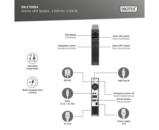 Источник бесперебойного питания Digitus 1500VA DN-170094 (DN-170094), изображение 9 Источник бесперебойного питания Digitus 1500VA DN-170094 (DN-170094), изображение 9