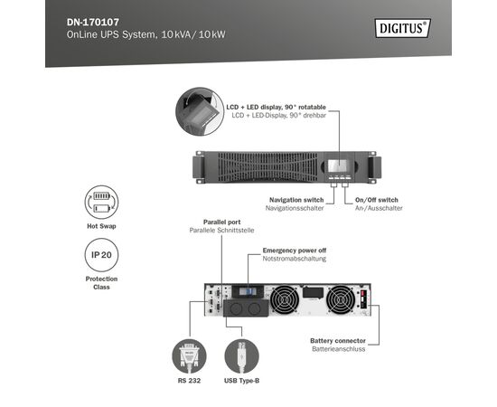 Источник бесперебойного питания Digitus 10000VA DN-170107 (DN-170107), изображение 6 Источник бесперебойного питания Digitus 10000VA DN-170107 (DN-170107), изображение 6