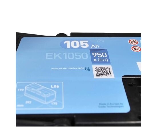Аккумулятор автомобильный EXIDE START-STOP AGM 105A (EK1050), изображение 3 Аккумулятор автомобильный EXIDE START-STOP AGM 105A (EK1050), изображение 3