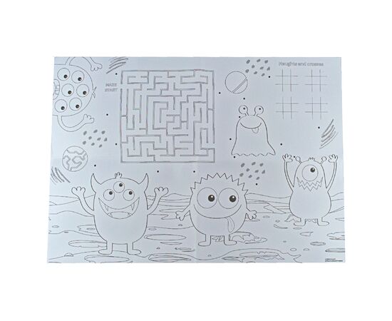 Набор для творчества Crayola Подложки-раскраски "Монстры" 2 шт с карандашами (15755-B), изображение 3