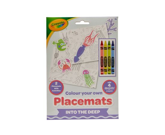 Набор для творчества Crayola Подложки-раскраски "Подводный мир" 2 шт с карандашами (15755-C), изображение 4 Набор для творчества Crayola Подложки-раскраски "Подводный мир" 2 шт с карандашами (15755-C), изображение 4