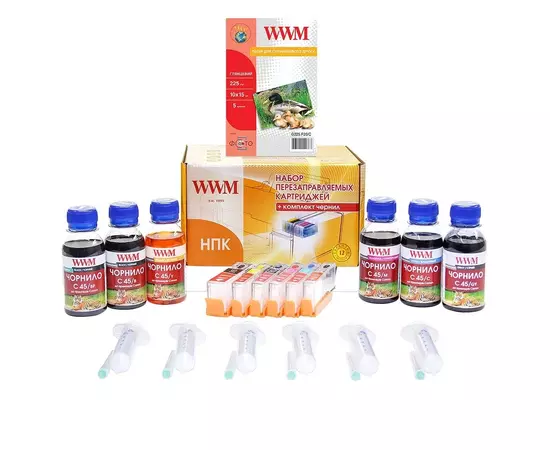Комплект перезаправляемых картриджей WWM Canon MG7740/TS8040/9040 (RC.CLI471/6ARC)