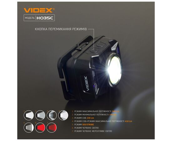 Фонарь Videx 410Lm 5000K (VLF-H035C), изображение 6 Фонарь Videx 410Lm 5000K (VLF-H035C), изображение 6
