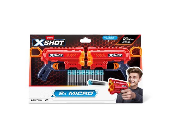 Игрушечное оружие Zuru Набор бластеров X-Shot Excel Double micro 2.0 (36727R), изображение 5 Игрушечное оружие Zuru Набор бластеров X-Shot Excel Double micro 2.0 (36727R), изображение 5